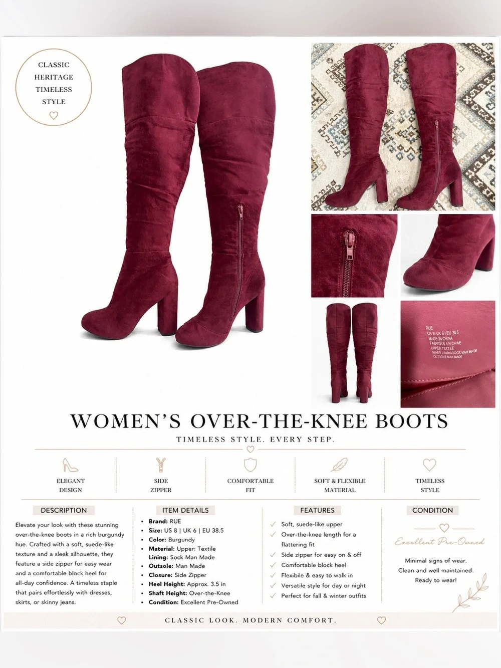 Women's Over-the-Knee Boots in Deep Burgundy